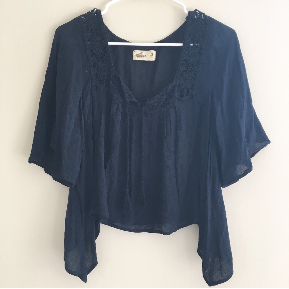 Navy boho blouse
